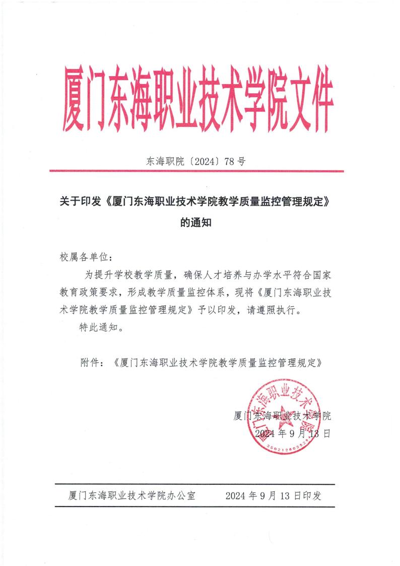 东海职院〔2024〕78号 关于印发《厦门东海职业技术学院教学质量监控管理规定》的通知_00.jpg